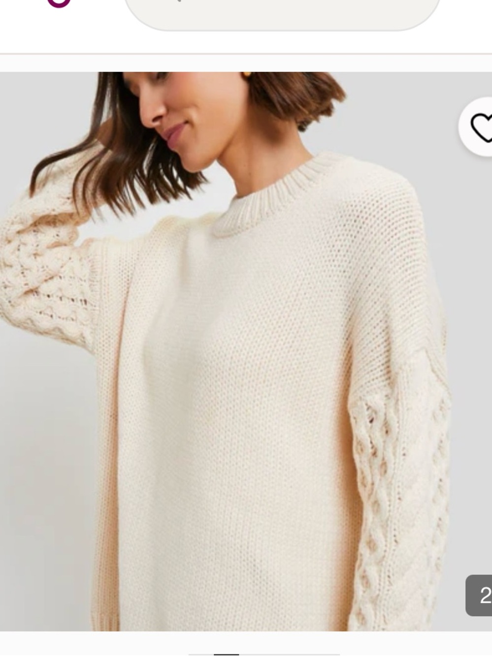 Tuckernuck Hyacinth House Cream Clover Cable-Sleeve Crewneck Sweater medium